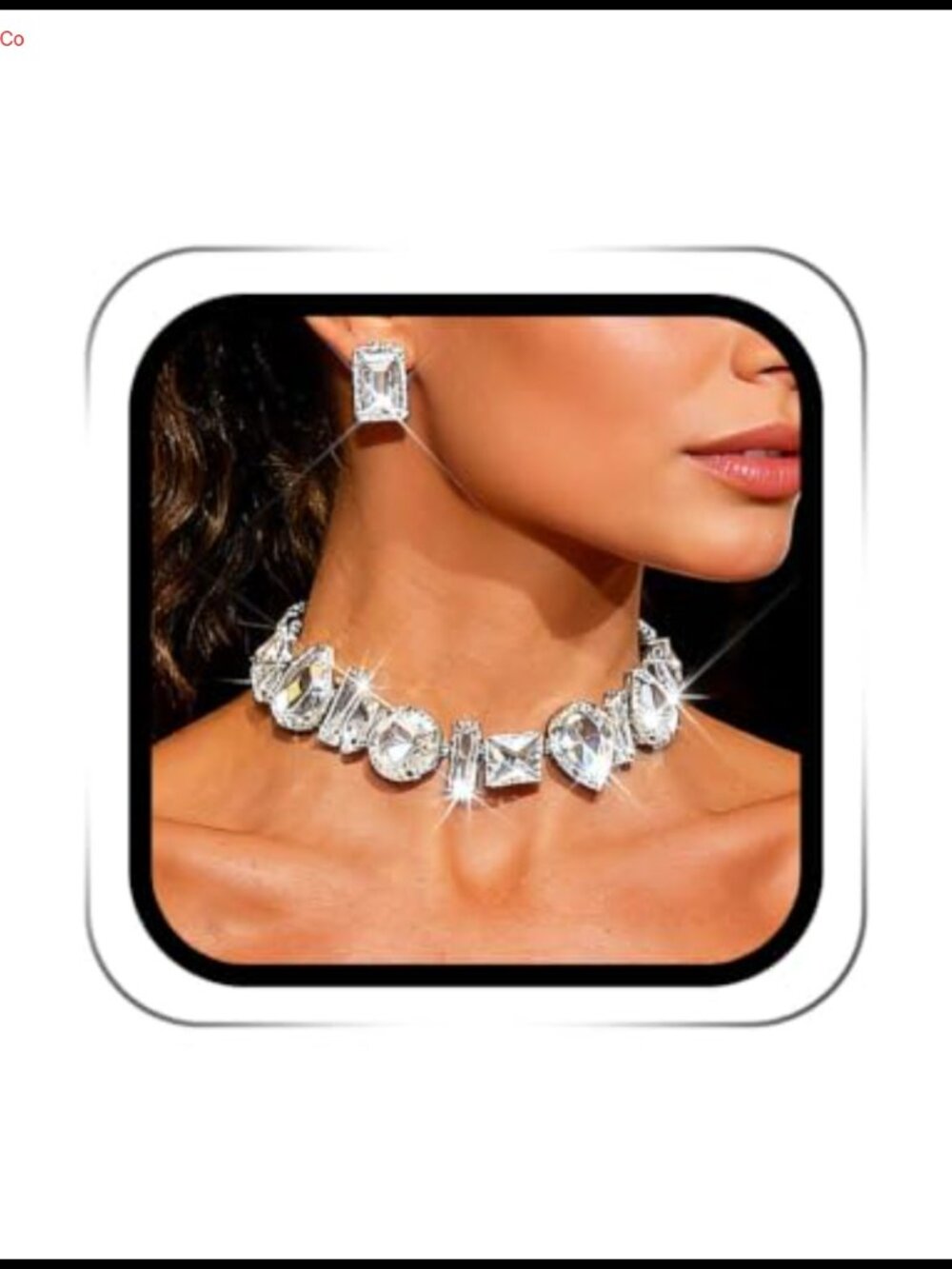 Rhinestone Necklace Earrings Set Silver Jewelry for Women Wedding Party